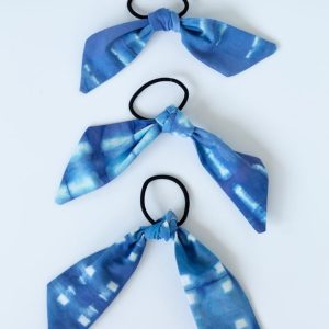 DIY Indigo Shibori Scarf Ponytail Holder - Alice and Lois