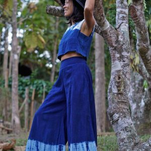 Blue Indigo Tie Dye Wide Leg Pant for Women